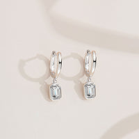 Emerald-Cut Moissanite Drop Hook Earrings – 0.8ct each