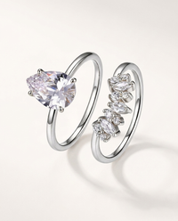 Pear-Cut Moissanite Two-Piece Stacking Set – 2ct