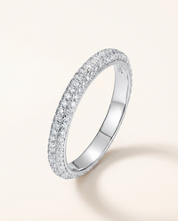 Moissanite Triple-Row Pavé Band Ring – 1mm