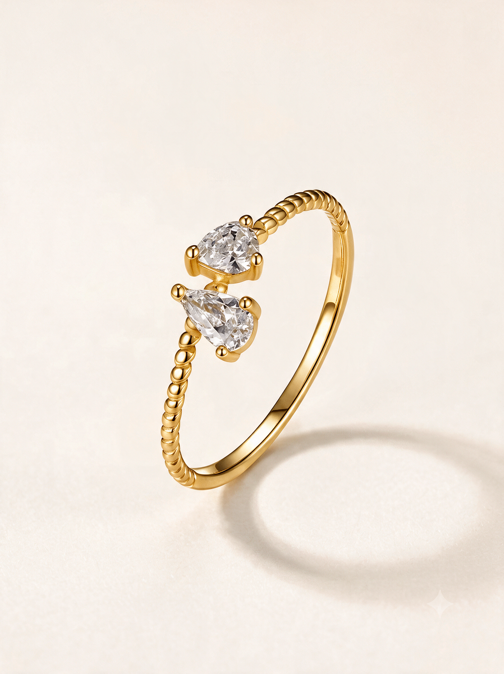 Toi et Moi Moissanite Ring with Two Pear Stones – 0.65ct