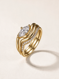 Marquise-Cut Moissanite Three-Piece Ring Set – 1ct