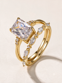 Square-Cut Moissanite Ring Set – 3.5ct