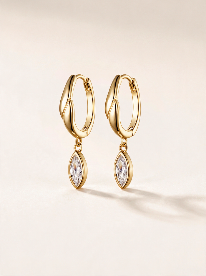 Twisted Hoop Moissanite Marquise Drop Earrings – 0.76ct each