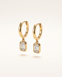 Emerald-Cut Moissanite Drop Hook Earrings – 0.8ct each