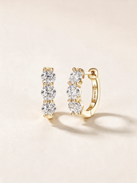 Triple Moissanite Stone Hoop Earrings – 0.9ct each