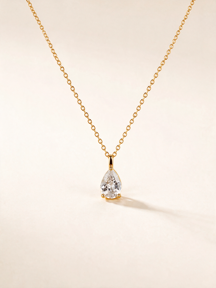 Teardrop Pear Shape Moissanite Necklace