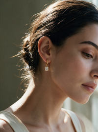 Emerald-Cut Moissanite Drop Hook Earrings – 0.8ct each