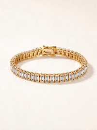 Emerald-Cut Moissanite Art Deco Tennis Bracelet – 14K Gold Vermeil