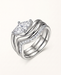 Marquise-Cut Moissanite Three-Piece Ring Set – 1ct