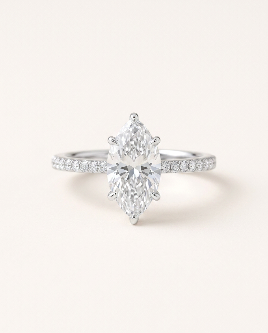 Marquise-Cut Moissanite Ring – 2ct