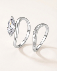 Marquise-Cut Moissanite Ring Set – 2ct