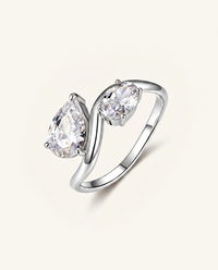 Toi et Moi Moissanite Ring with Pear and Oval Stones – 2.5ct