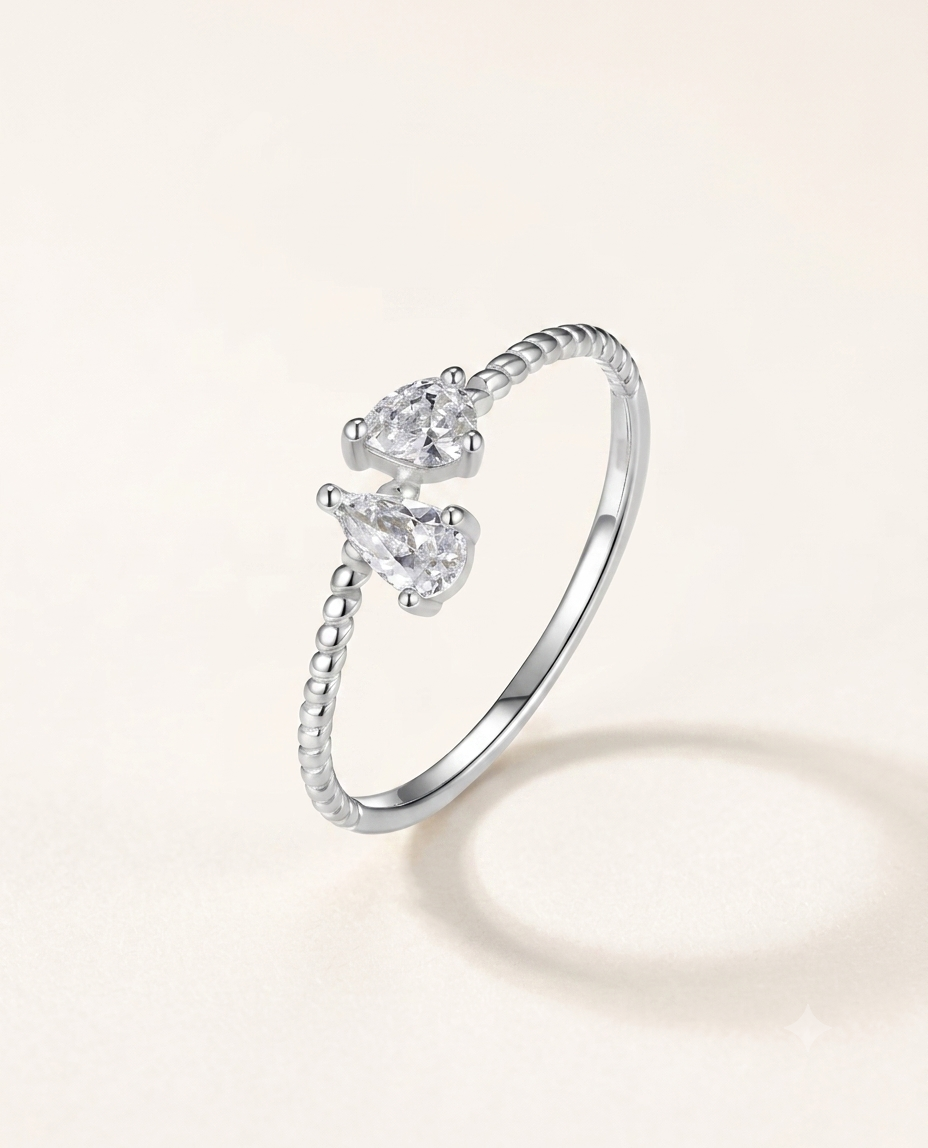 Toi et Moi Moissanite Ring with Two Pear Stones – 0.65ct