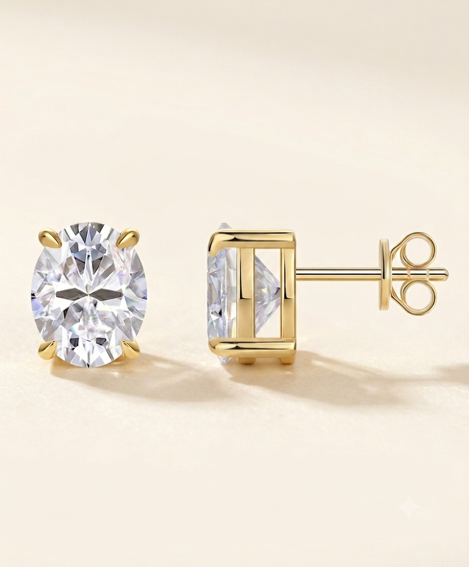 Oval-Cut Moissanite Stud Earrings