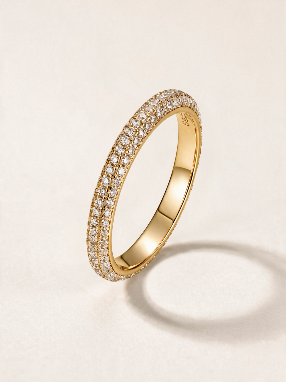 Moissanite Triple-Row Pavé Band Ring – 1mm