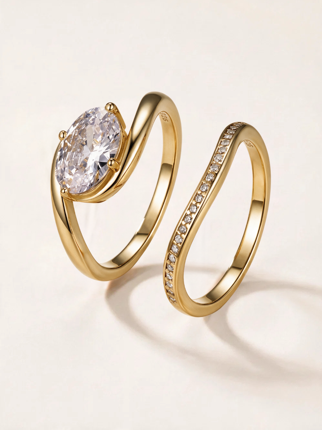 Oval-Cut Moissanite Stacking Ring Set – 1.75ct