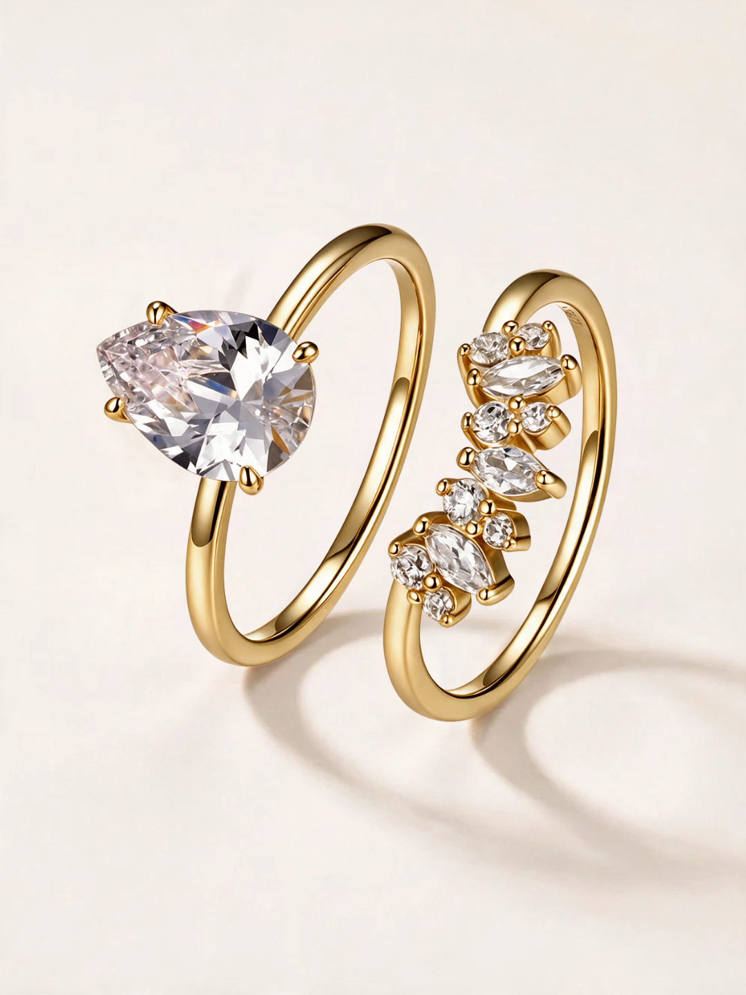Pear-Cut Moissanite Two-Piece Stacking Set – 2ct