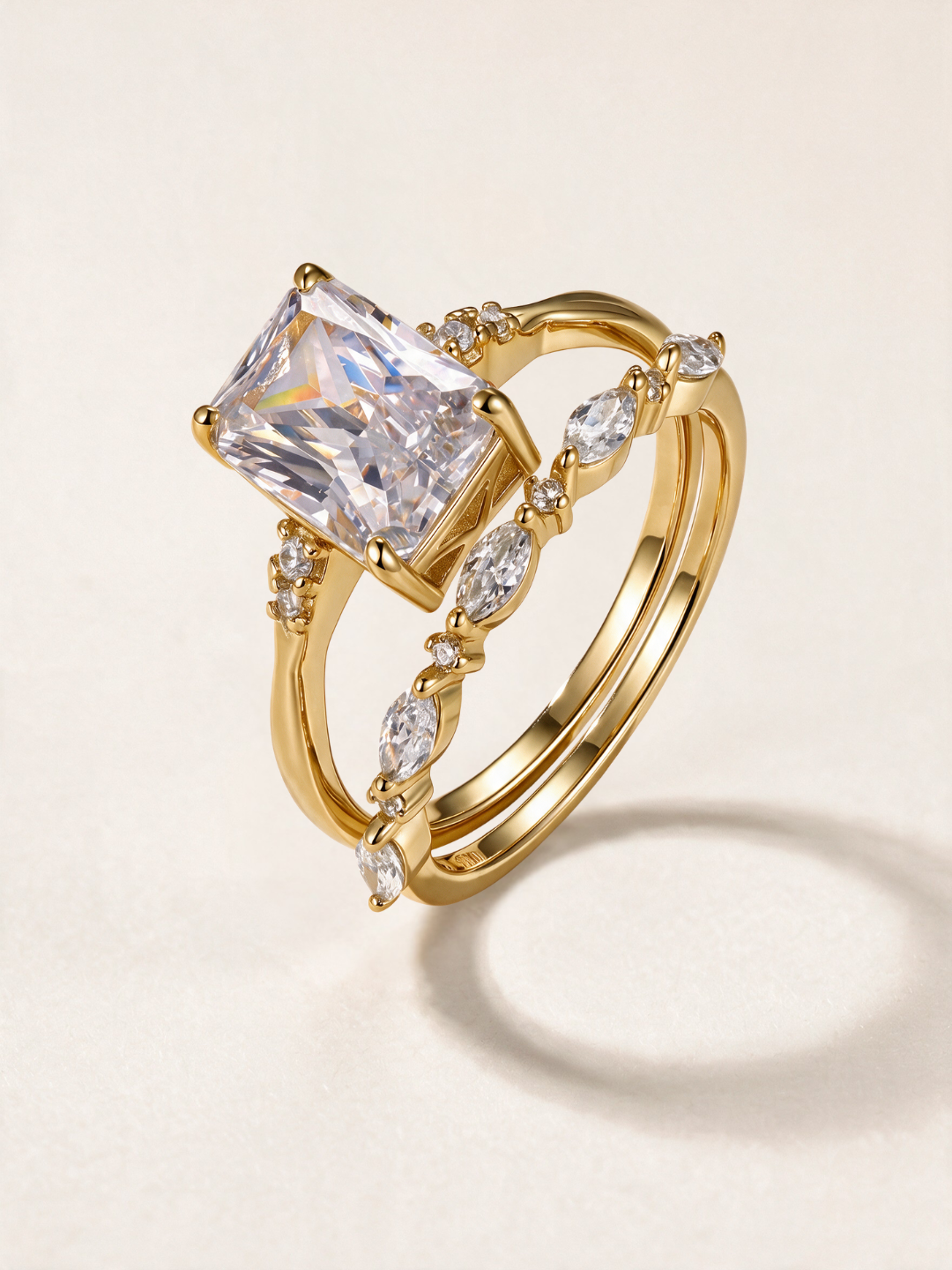 Square-Cut Moissanite Ring Set – 3.5ct