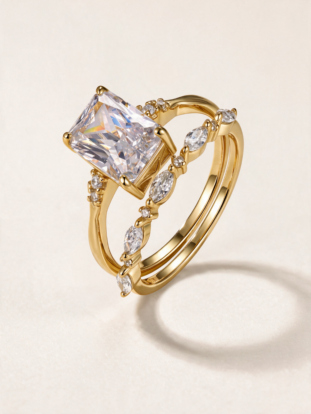 Square-Cut Moissanite Ring Set – 3.5ct