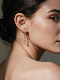 Triple-Stone Moissanite Drop Hoop Earrings – 0.18ct each
