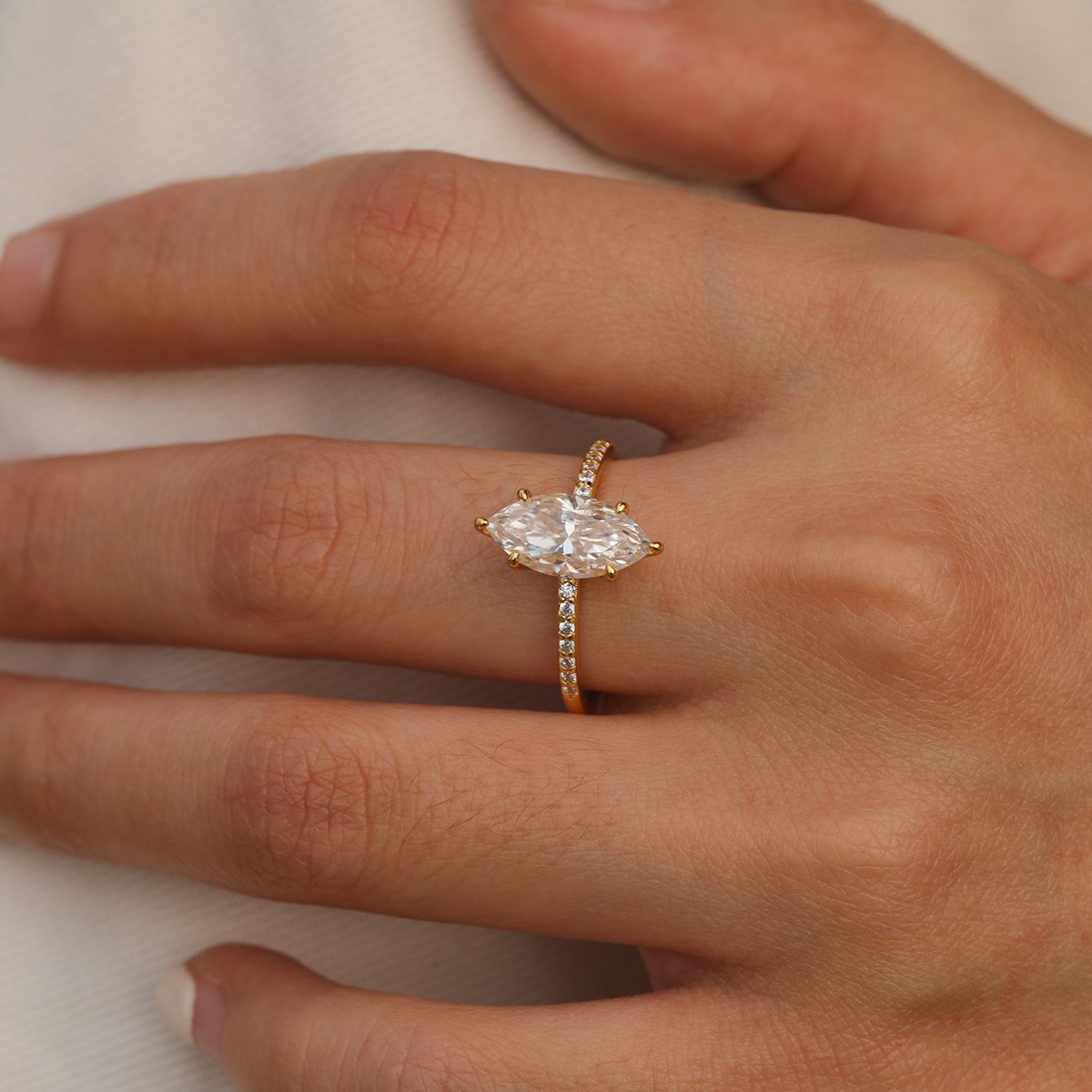 Marquise-Cut Moissanite Ring – 2ct