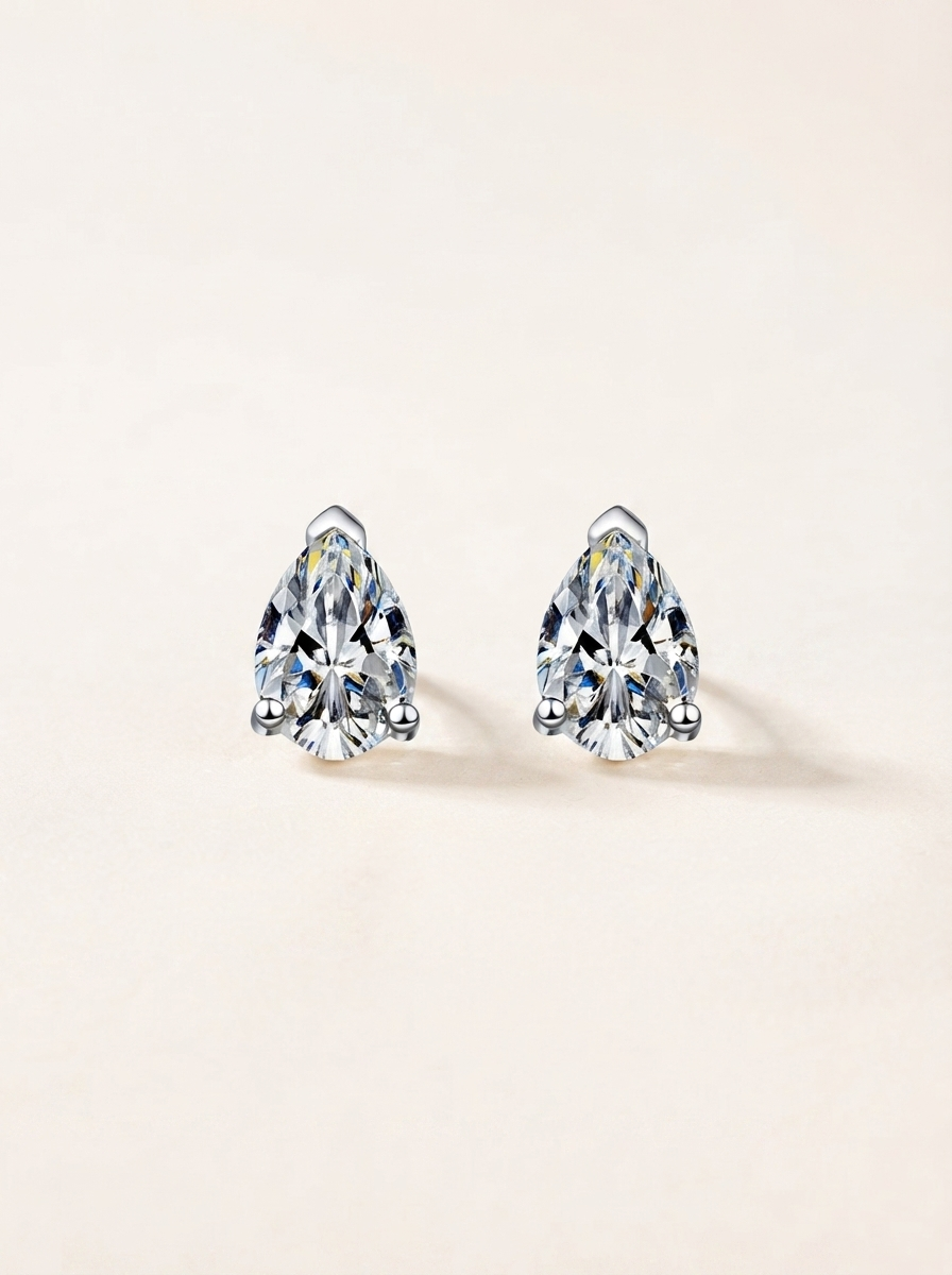 Teardrop Moissanite Stud Earrings – 1ct each