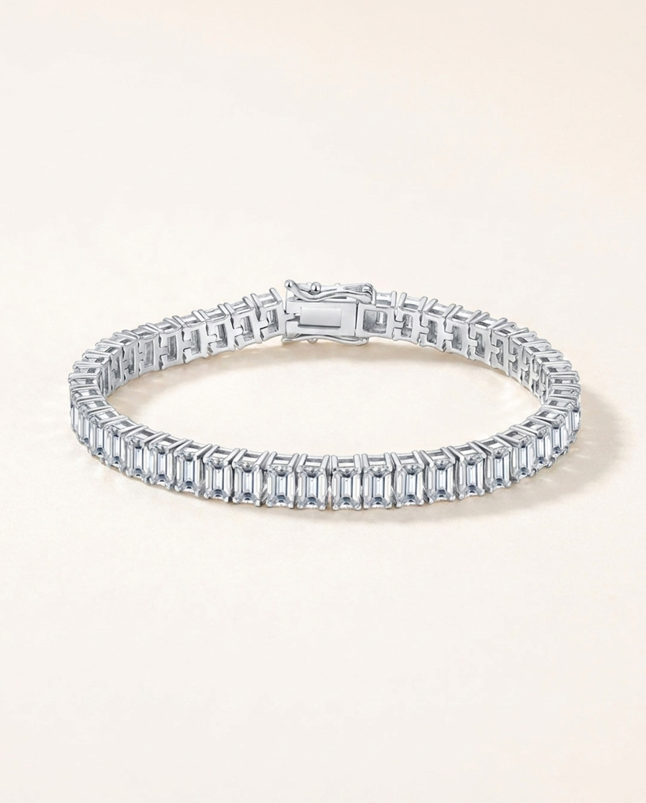 Emerald-Cut Moissanite Art Deco Tennis Bracelet