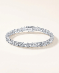 Princess-Cut Moissanite Square-Link Tennis Bracelet