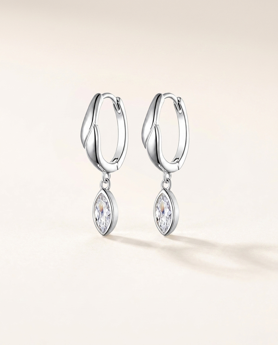 Twisted Hoop Moissanite Marquise Drop Earrings – 0.76ct each