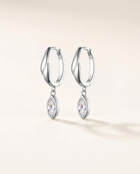 Twisted Hoop Moissanite Marquise Drop Earrings – 0.76ct each