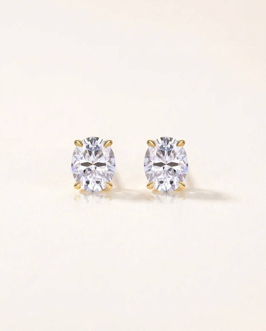 Oval-Cut Moissanite Stud Earrings