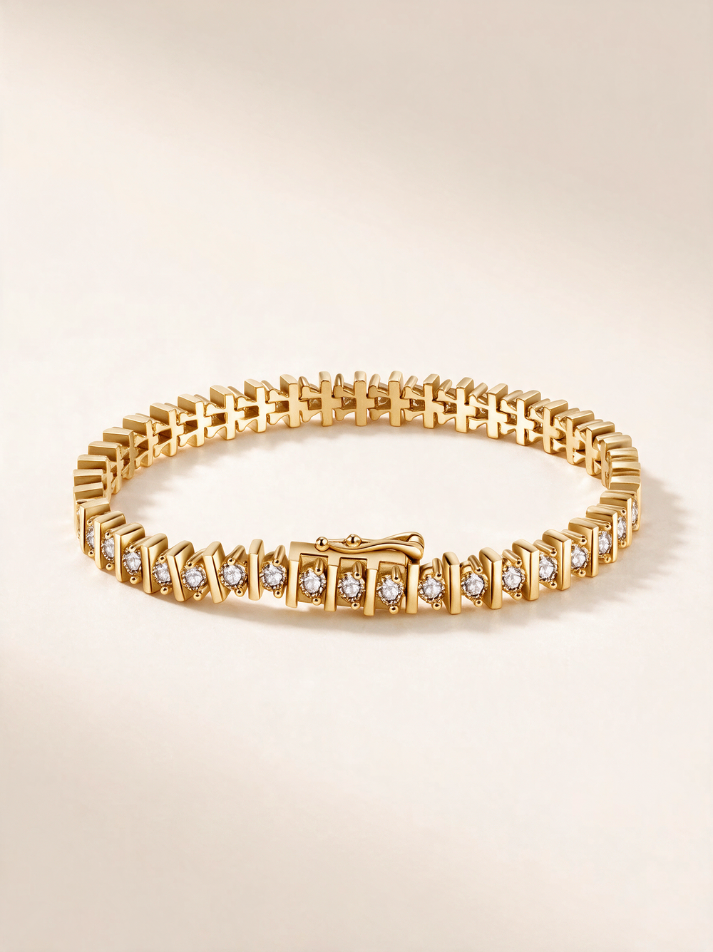 Moissanite Tennis Chain Bracelet – 14K Gold Vermeil
