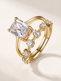 Emerald-Cut Moissanite Stacking Ring Set – 3.5ct