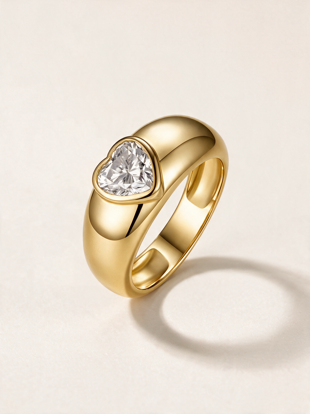 Heart-Cut Moissanite Ring on a Bold Band – 1.2ct
