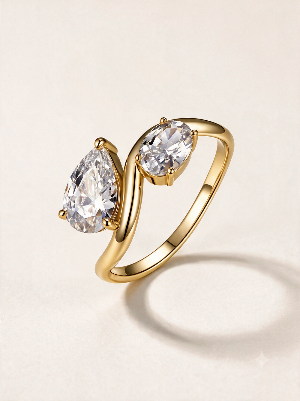Toi et Moi Moissanite Ring with Pear and Oval Stones – 2.5ct