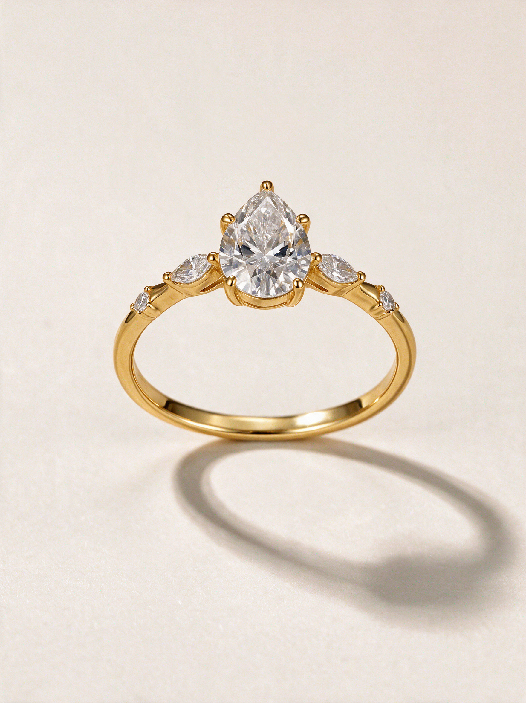 Pear-Cut Moissanite Ring with Accent Stones – 2ct