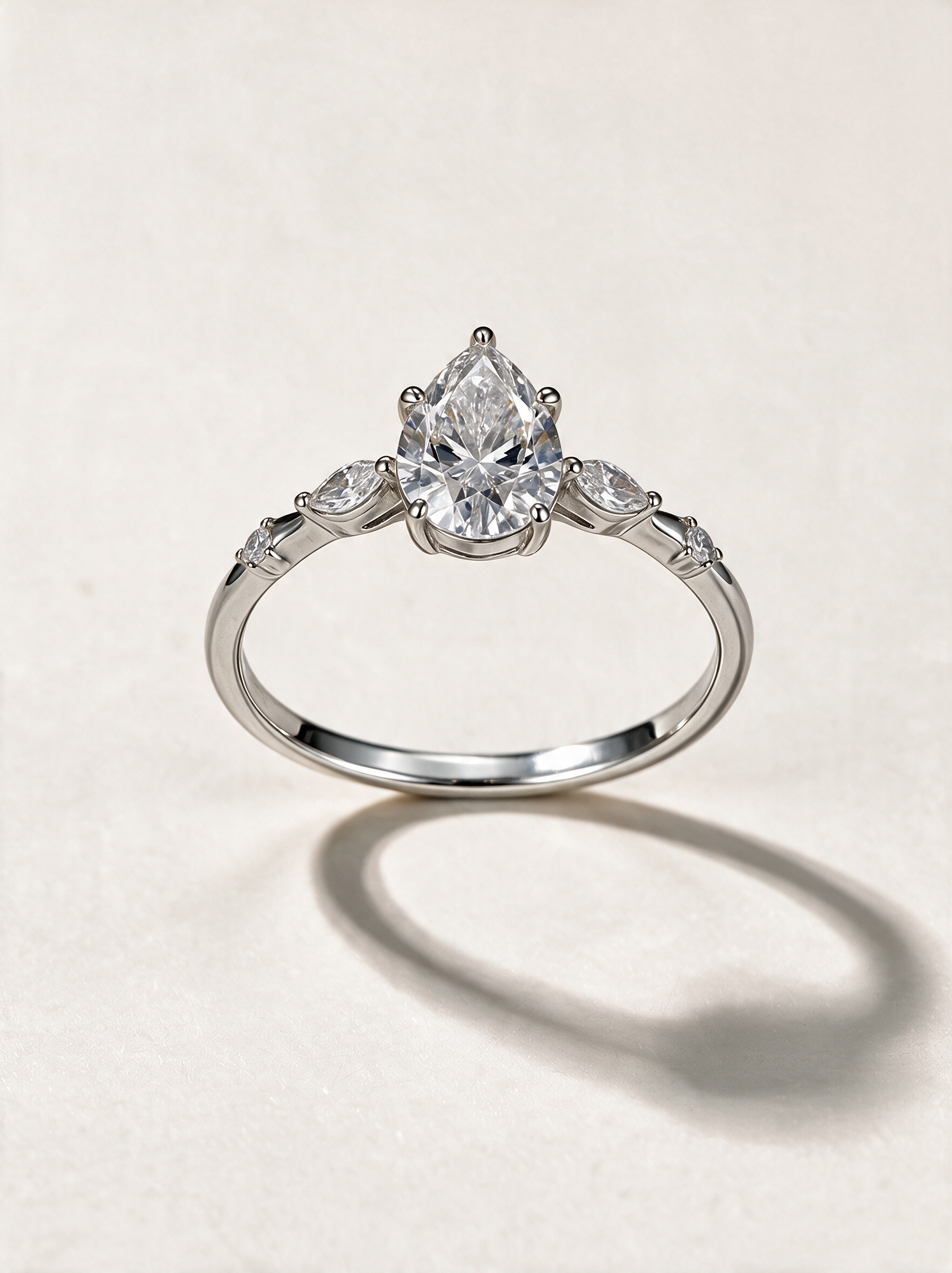 Pear-Cut Moissanite Ring with Accent Stones – 2ct