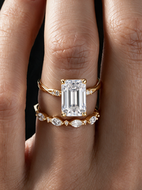 Square-Cut Moissanite Ring Set – 3.5ct