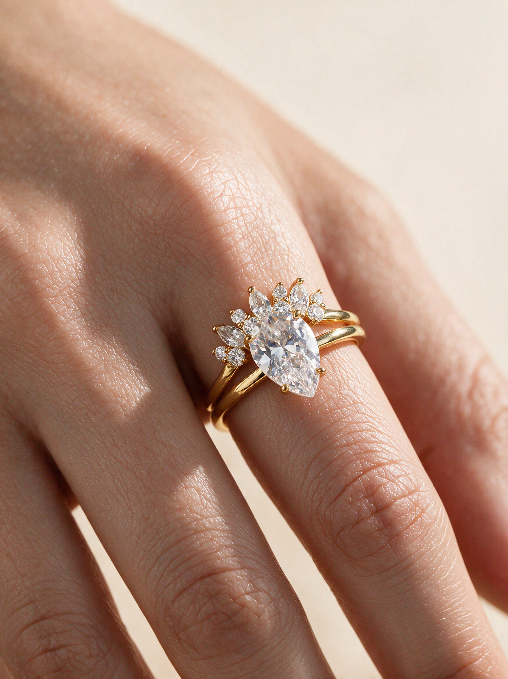 Pear-Cut Moissanite Two-Piece Stacking Set – 2ct
