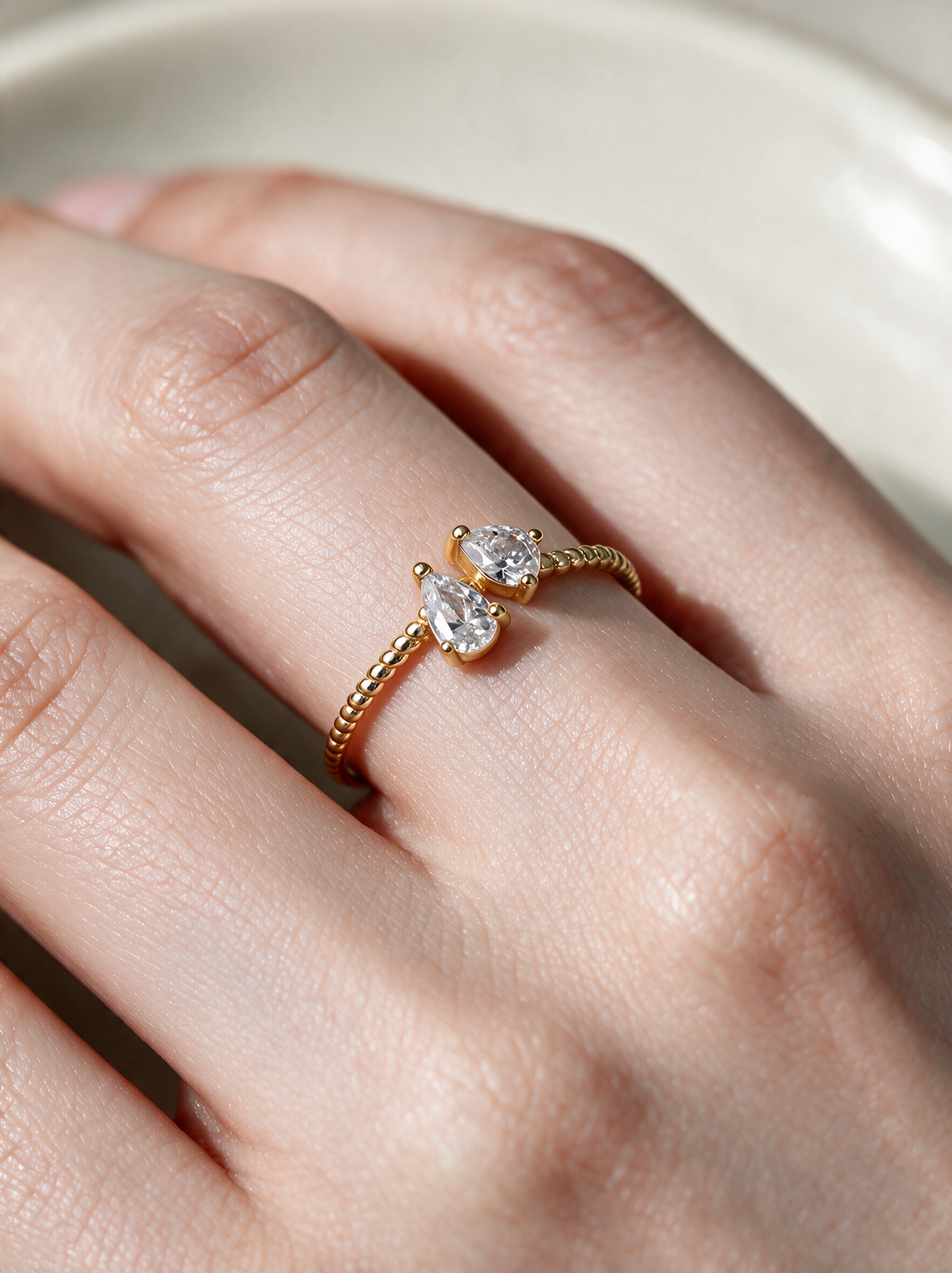 Toi et Moi Moissanite Ring with Two Pear Stones – 0.65ct