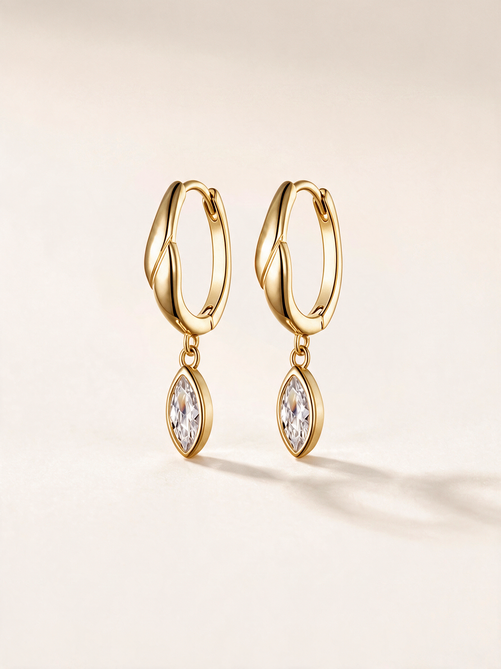 Twisted Hoop Moissanite Marquise Drop Earrings – 0.76ct each