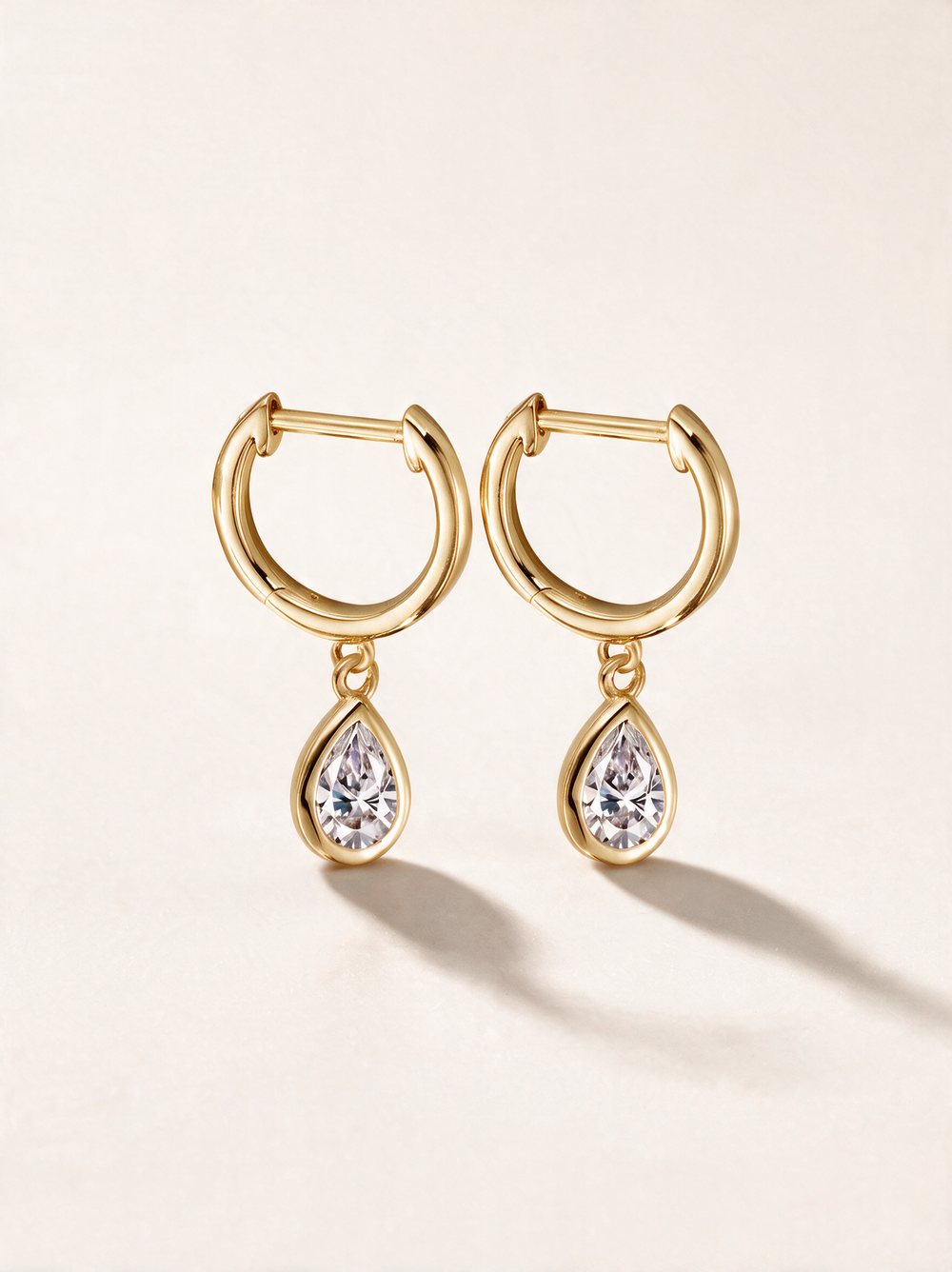Teardrop Moissanite Drop Huggie Earrings – 0.5ct each