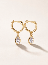 Teardrop Moissanite Drop Huggie Earrings – 0.5ct each