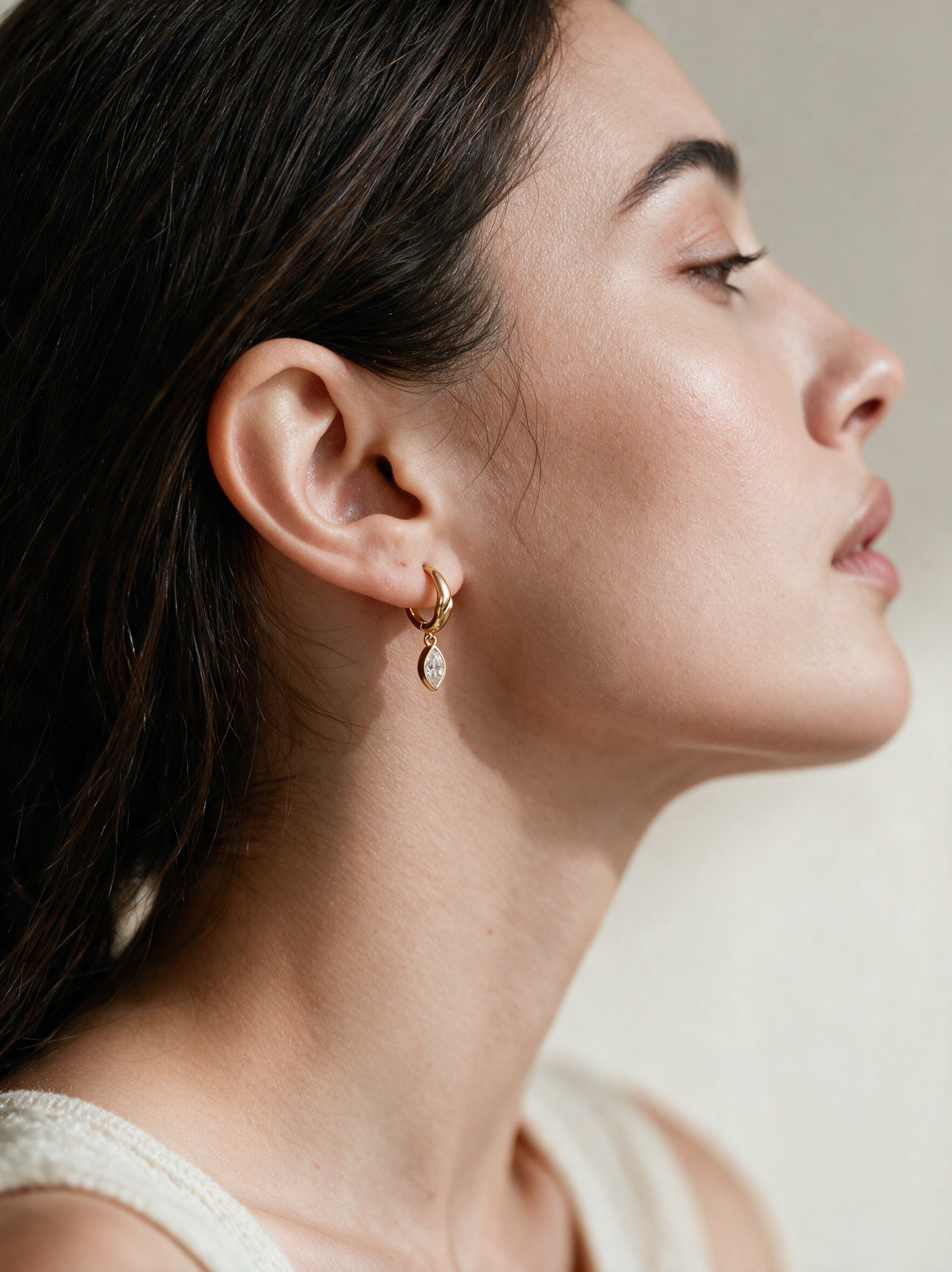 Twisted Hoop Moissanite Marquise Drop Earrings – 0.76ct each