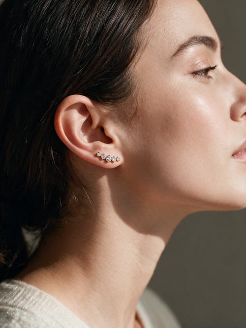 Curved Moissanite Stud Earrings – 0.37ct each