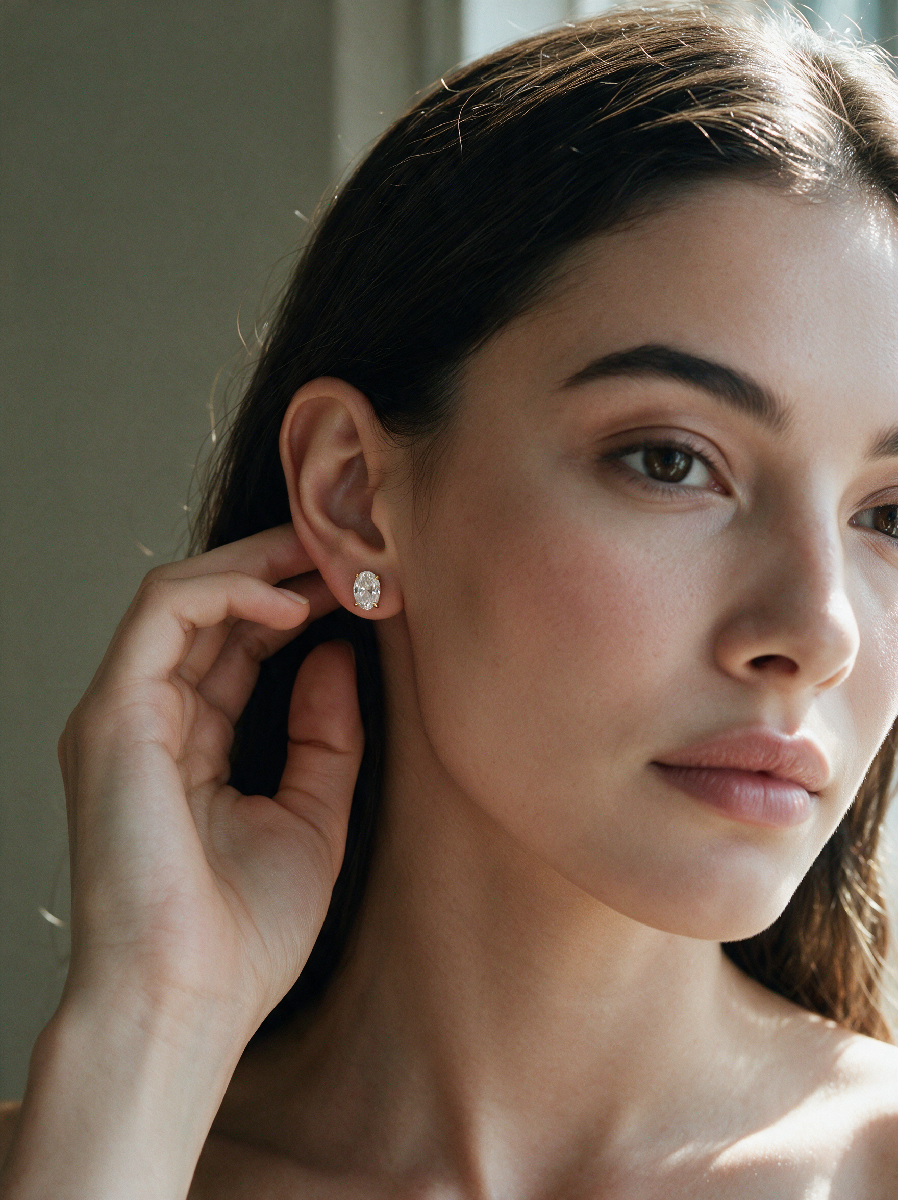 Oval-Cut Moissanite Stud Earrings
