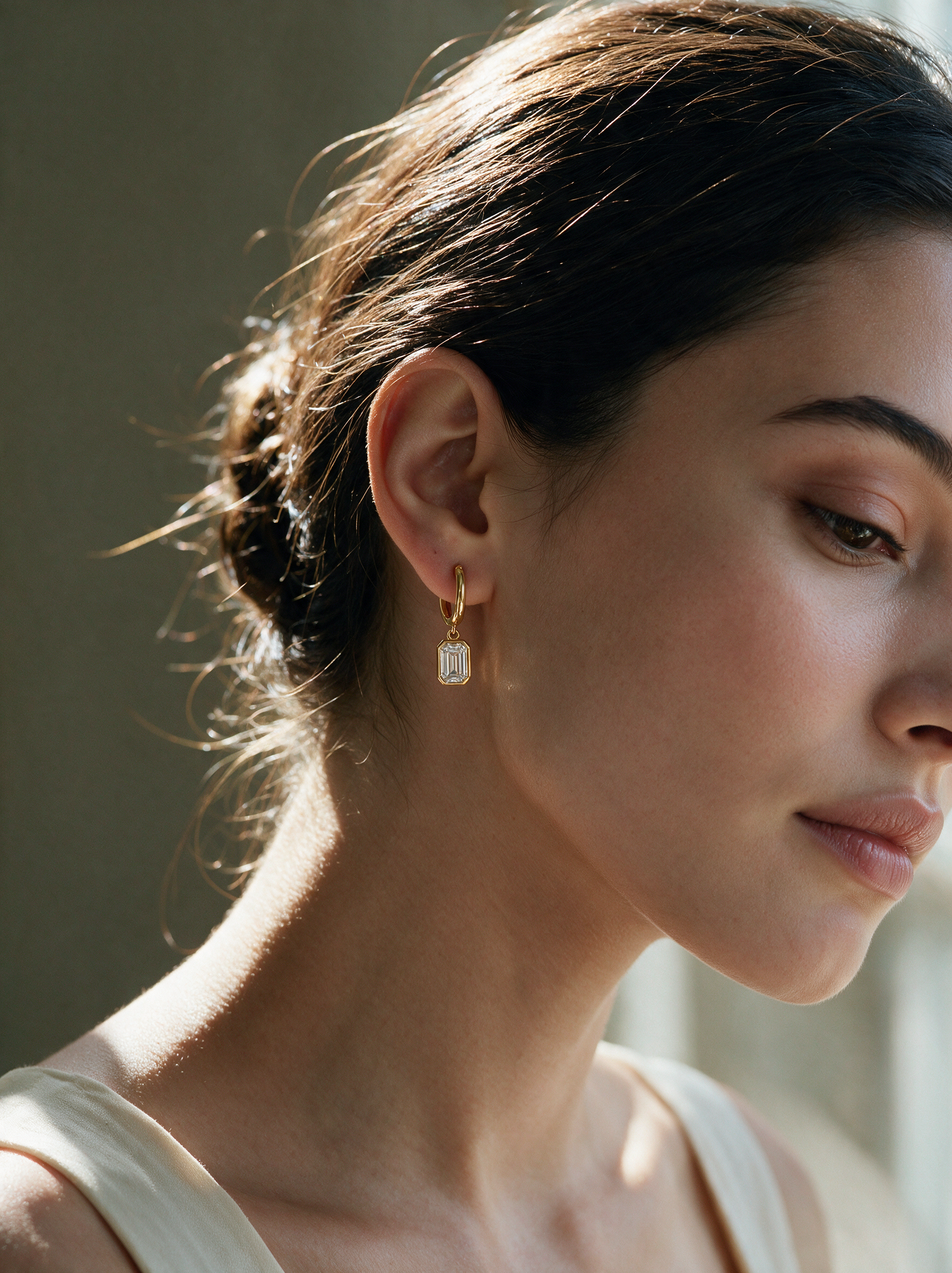 Emerald-Cut Moissanite Drop Hook Earrings – 0.8ct each