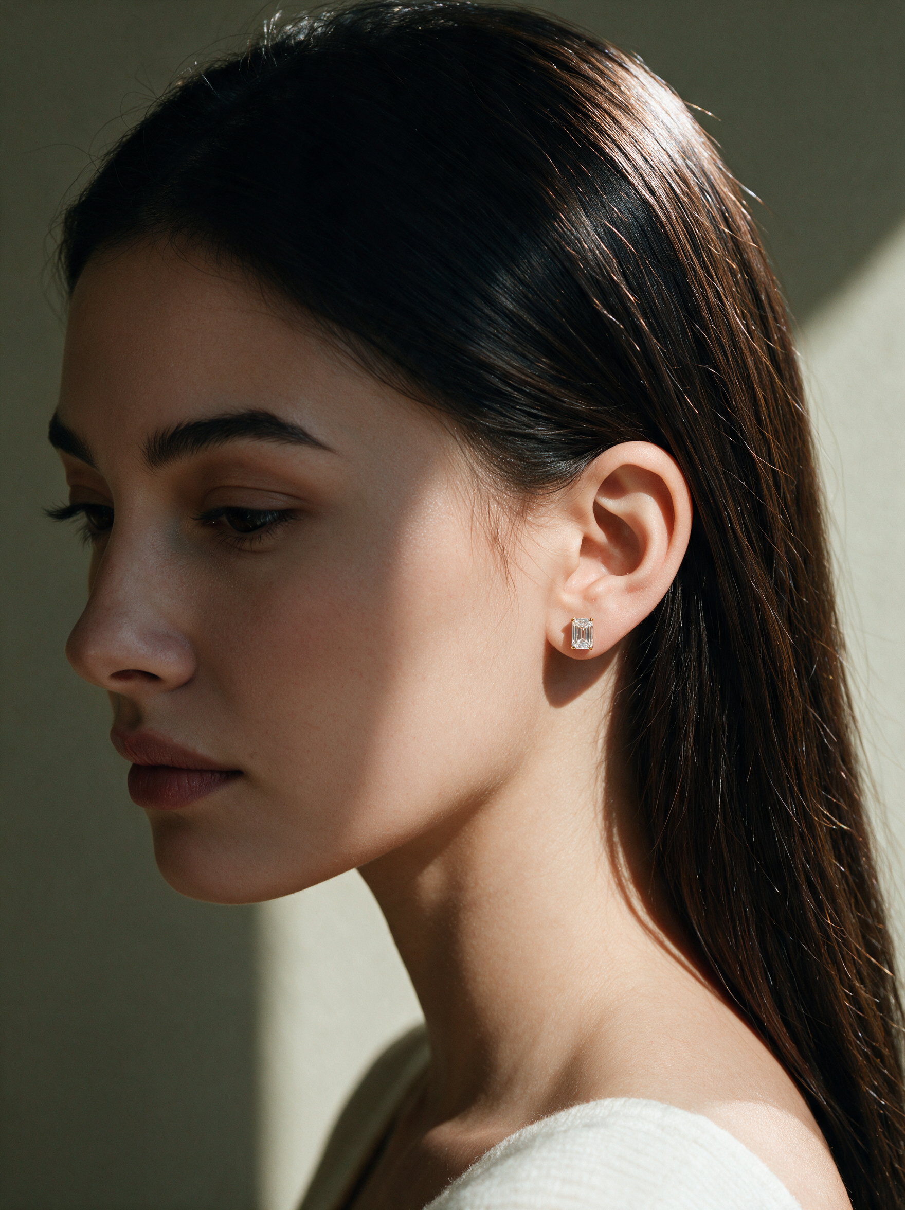 Emerald-Cut Moissanite Four-Prong Stud Earrings