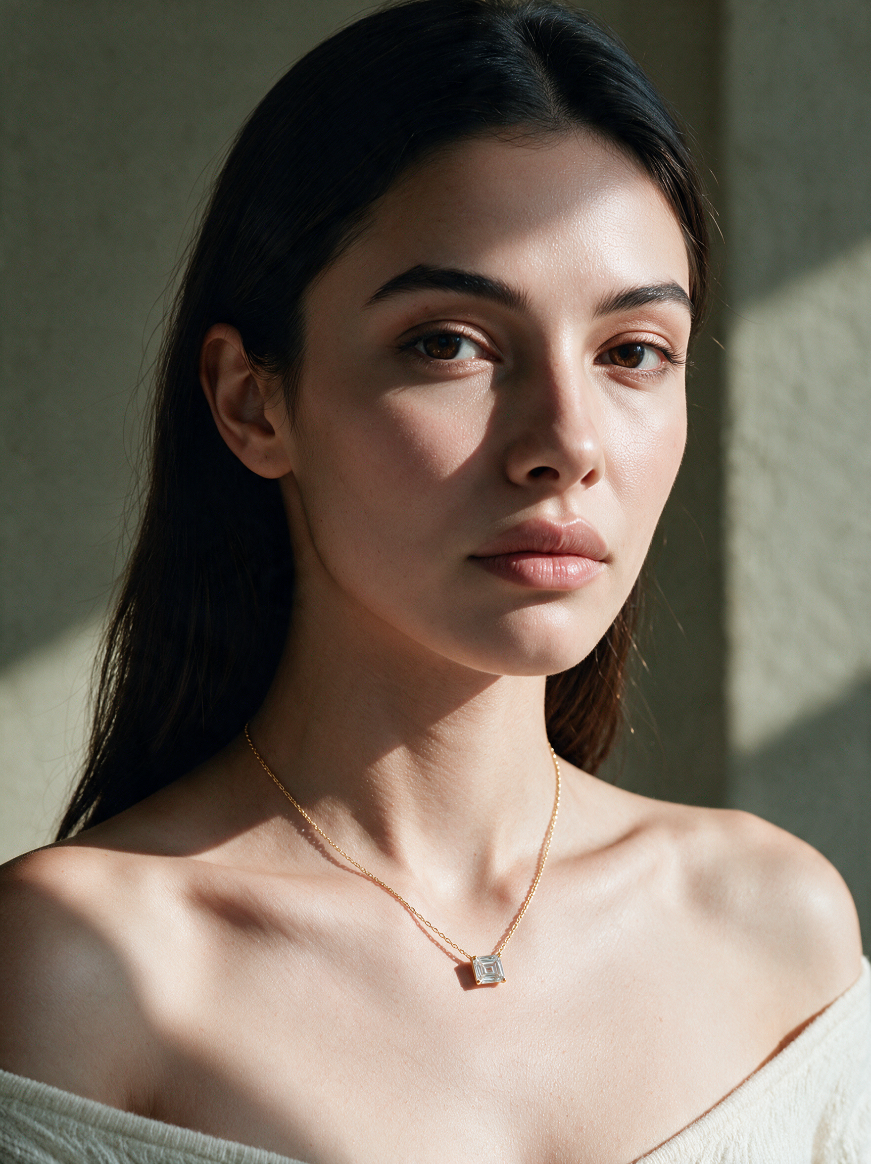 Emerald-Cut Moissanite Solitaire Pendant Necklace
